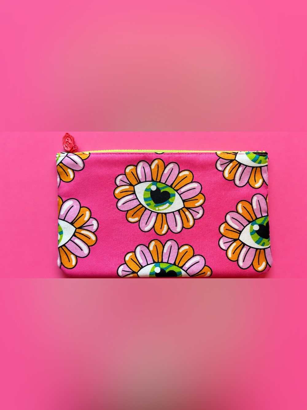 IPSY Pink Groovy Eye Flower Makeup Bag Cosmetic Pouch Y2K